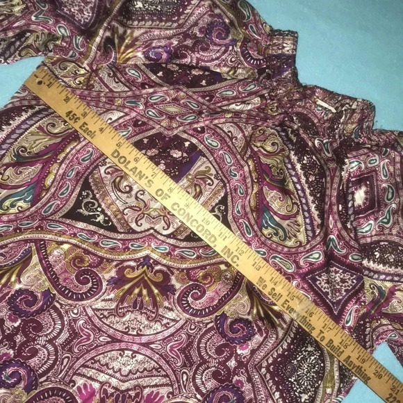 CHICO’S paisley print semi sheer long sleeve mock neck style lined size M/8P - Picture 10 of 11